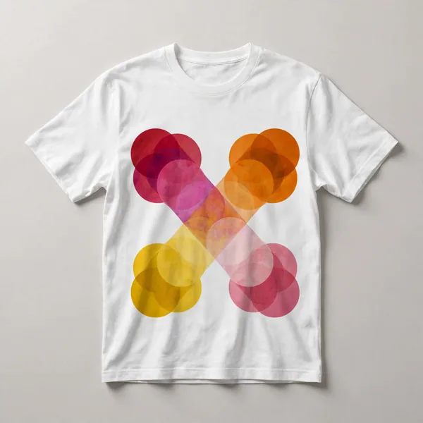 overlapping circles, pink, orange on black