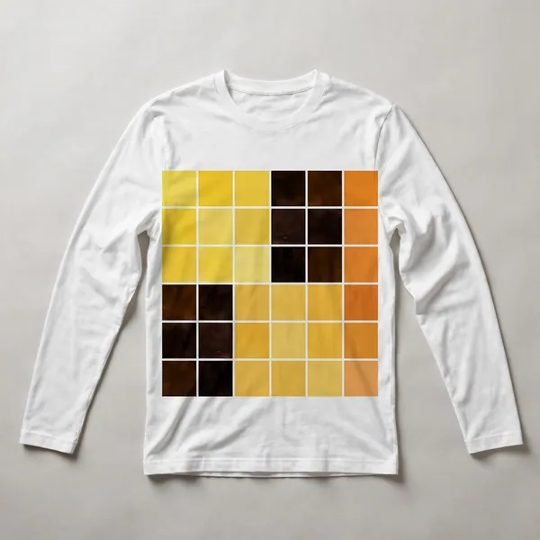 checkerboard pattern, yellow and brown, White front view