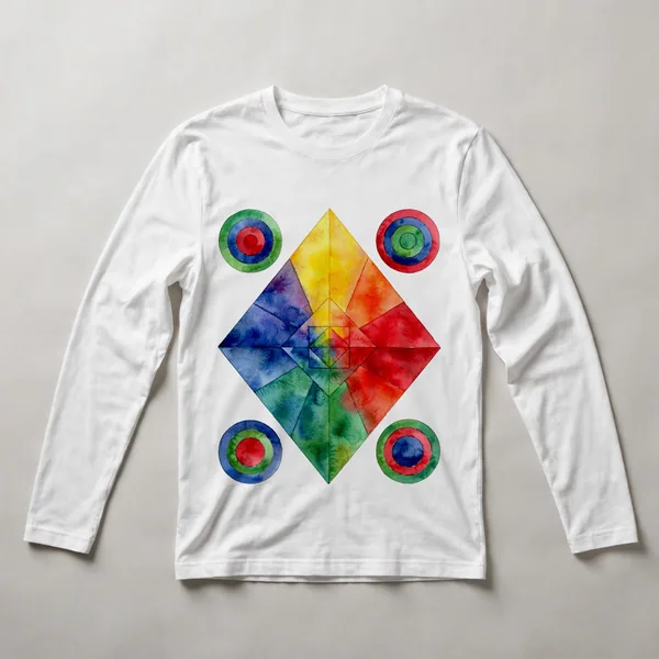 diamond with rainbow triangles, radial, White front view