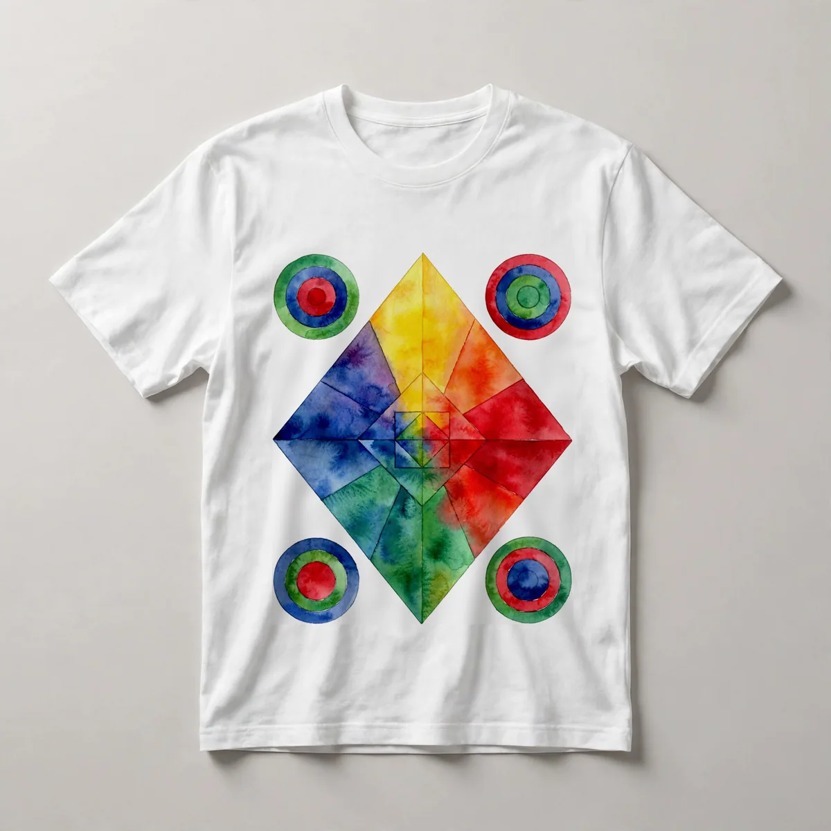 diamond with rainbow triangles, radial, White front view