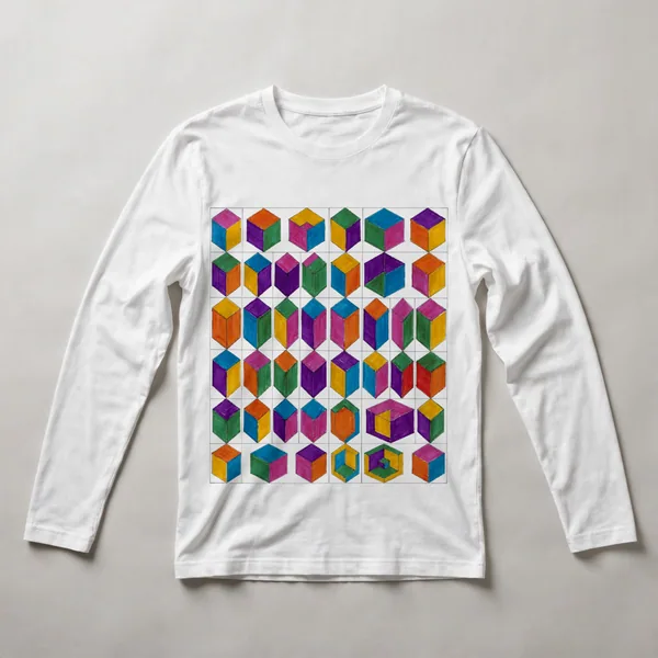 hexagonal honeycomb pattern, multi-color, White front view