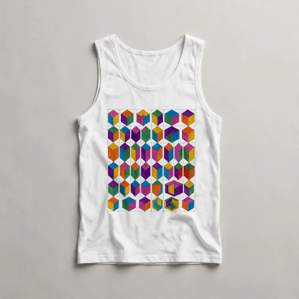 hexagonal honeycomb pattern, multi-color, White front view