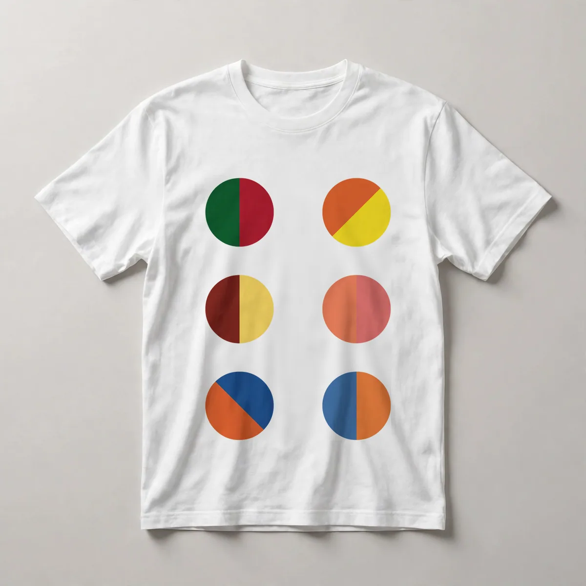 semi-circles and pie segments, cream, coral, pink, White front view