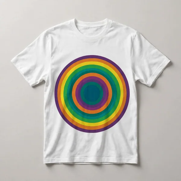 concentric circles, rainbow color progression