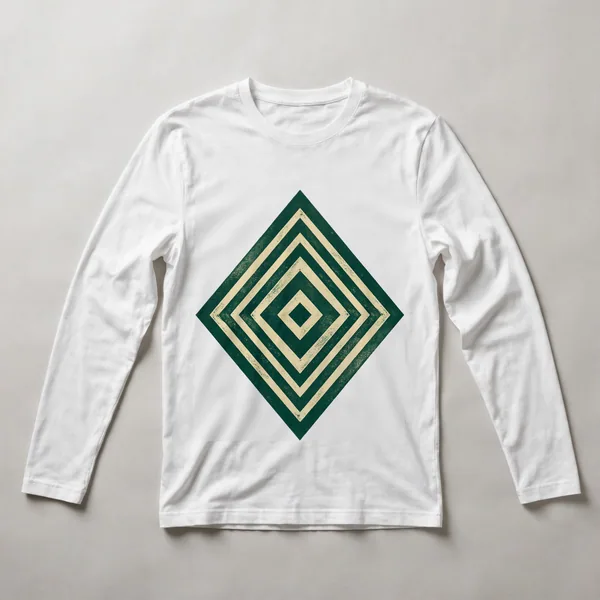 nested diamond shapes, teal, green, White front view