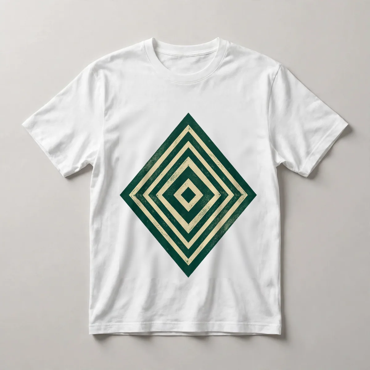 nested diamond shapes, teal, green, White front view