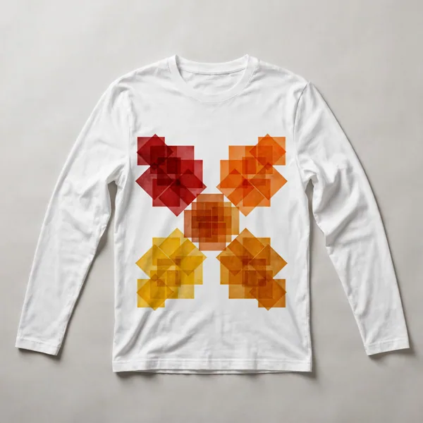 pixelated grid, red, orange on black, White front view