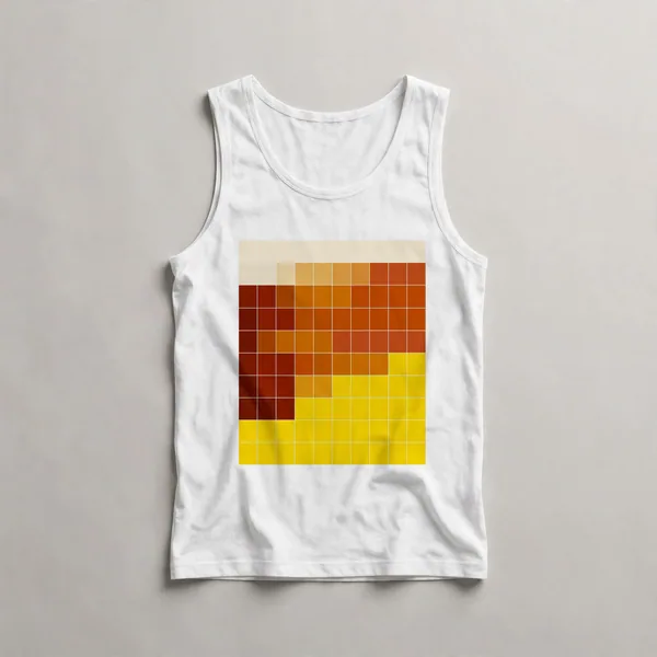 color gradient, orange, yellow, brown, White front view