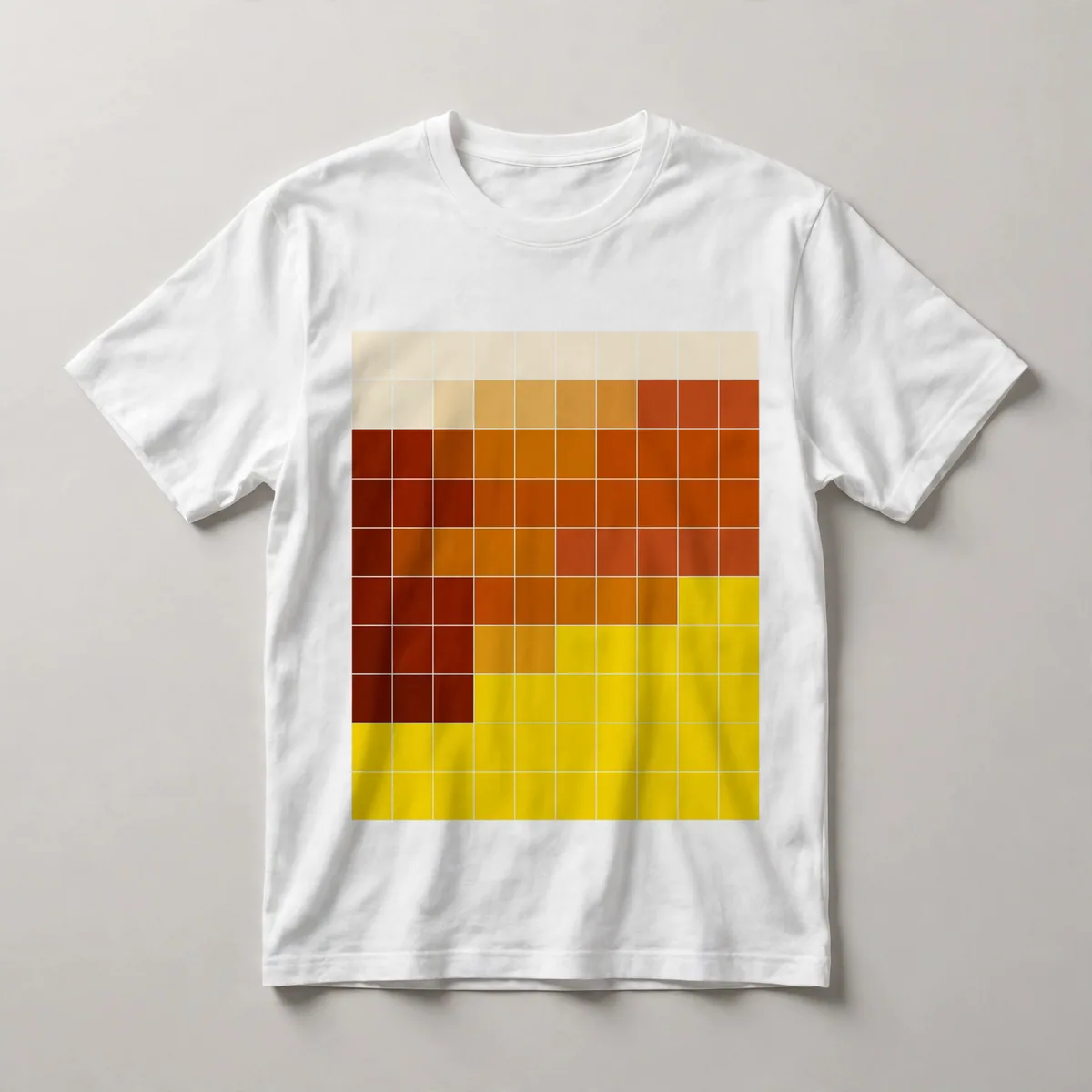 color gradient, orange, yellow, brown, White front view