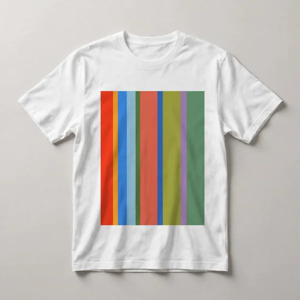 vertical stripes, red, blue, pink, yellow, green
