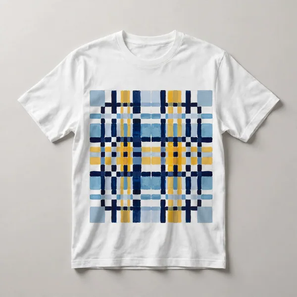 pixelated grid, white, blue, yellow