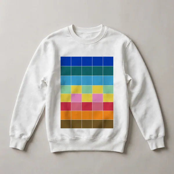grid of blue squares, gradient, White front view