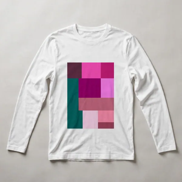color blocks, green, magenta, light pink, White front view