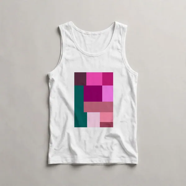 color blocks, green, magenta, light pink, White front view