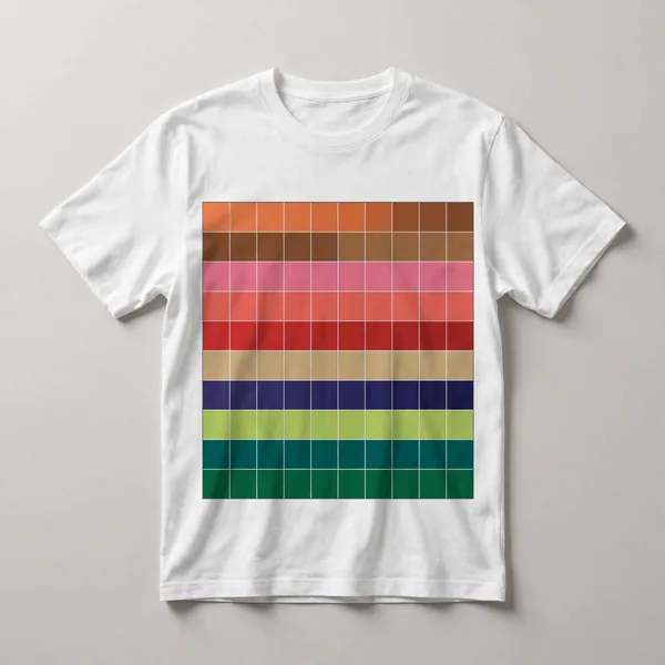 grid of squares, red, cream, yellow, green
