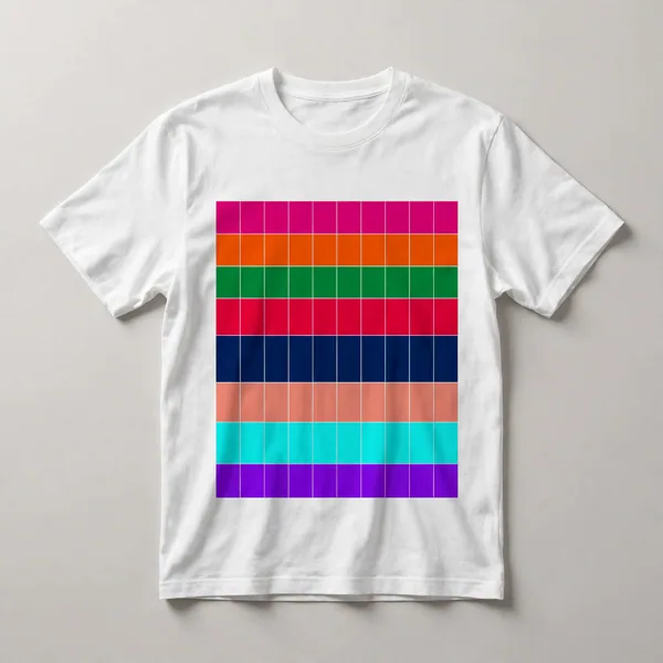 grid with hot pink, red on multi-color