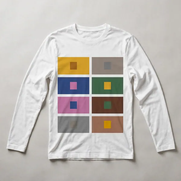 grid, yellow, orange, navy, tan, brown, White front view