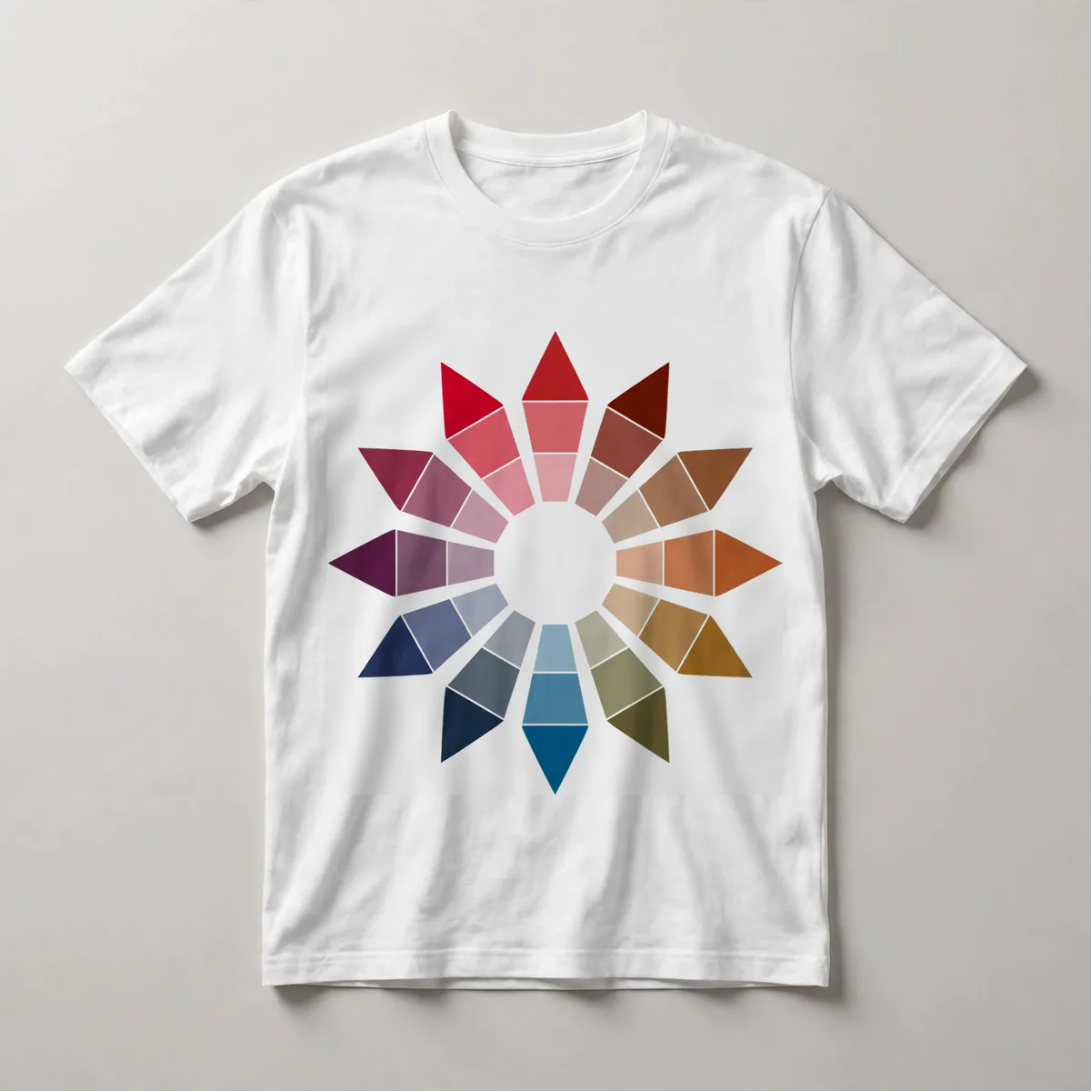 radial flower, pink petals, White front view