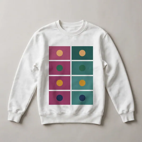 grid, pink, tan, multi-color, White front view
