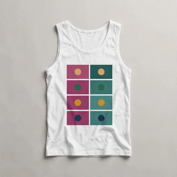 grid, pink, tan, multi-color, White front view