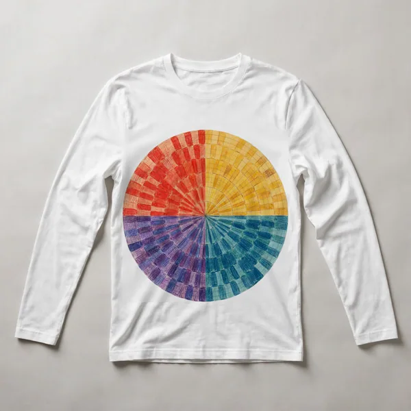concentric circles, rainbow colors, White front view