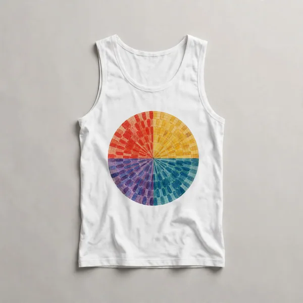 concentric circles, rainbow colors, White front view