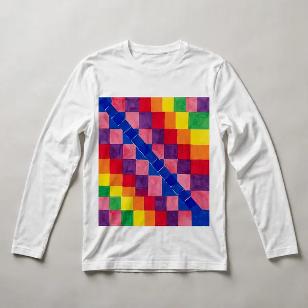 checkerboard pattern, red, pink, White front view