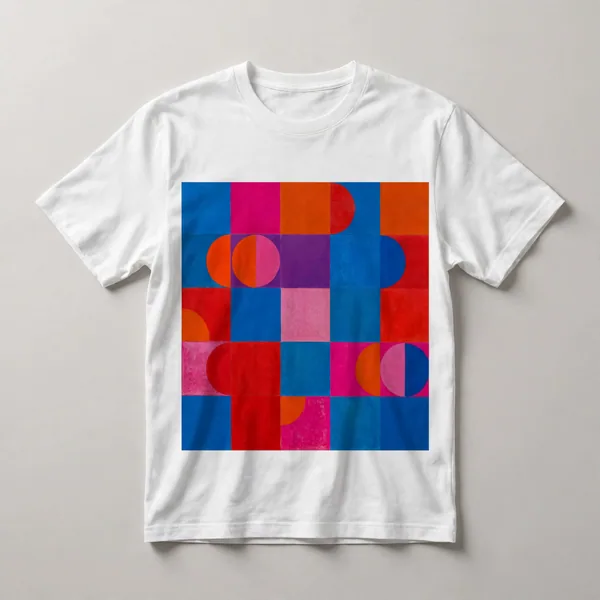 color blocks, red, blue, pink, multi-color