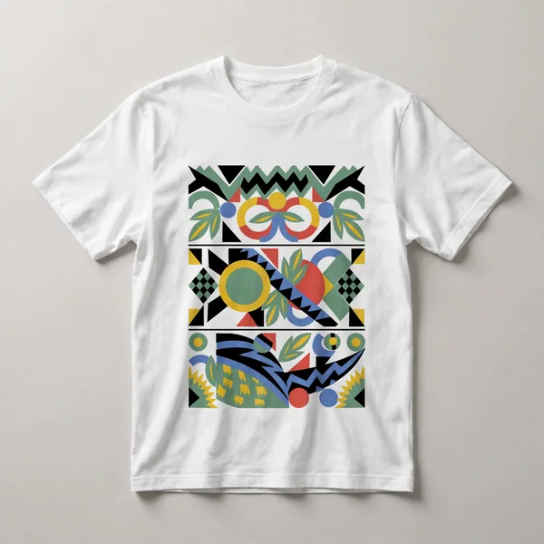 geometric pattern, yellow, black, white, green