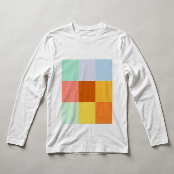 pastel gradient, mint, yellow, coral, White front view