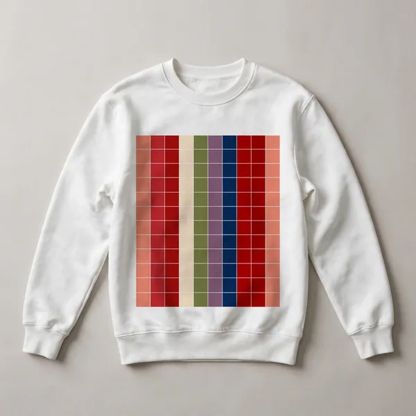 grid with red and tan stripes, White front view