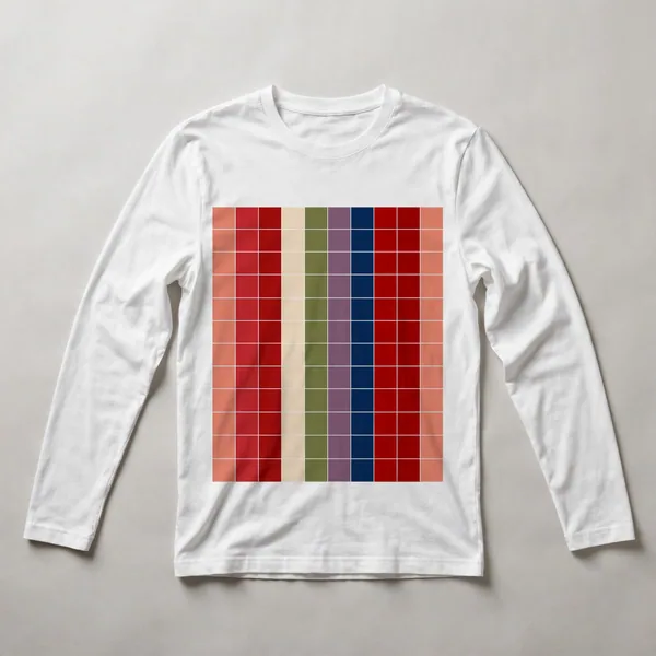 grid with red and tan stripes, White front view