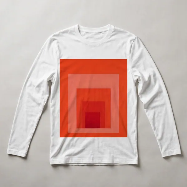 nested squares, coral, red, White front view