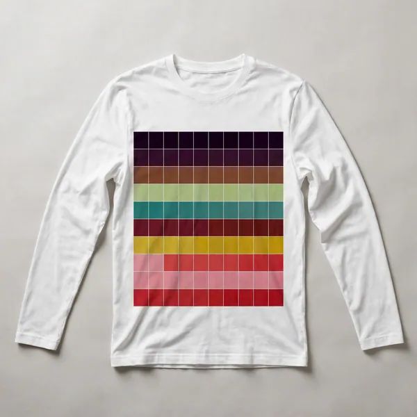Vertical color stripes in burgundy and purple tones, White front view