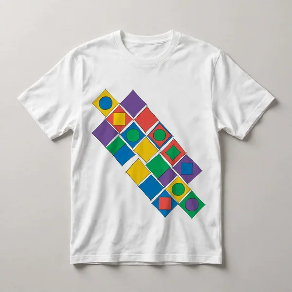 Neon colored diamond shapes on black field