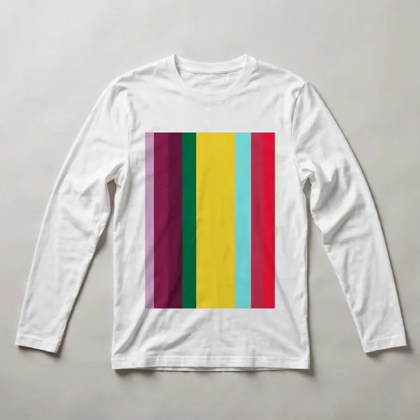 Vertical stripes in red, green, and yellow, White front view