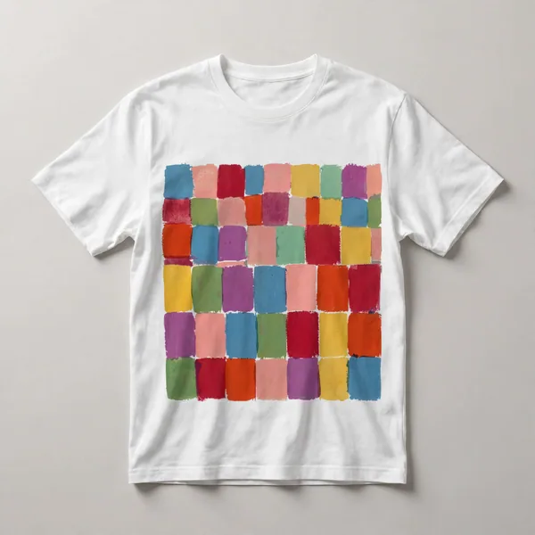Chaotic patchwork of warm color blocks