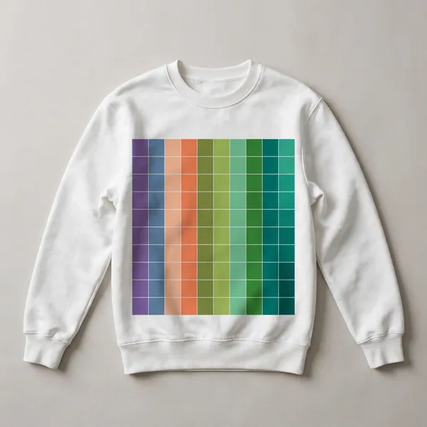 Vertical color gradient from warm to cool tones, White front view
