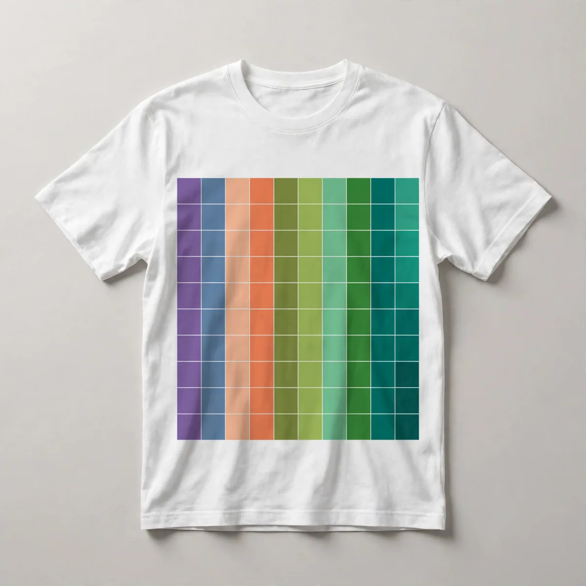 Vertical color gradient from warm to cool tones, White front view