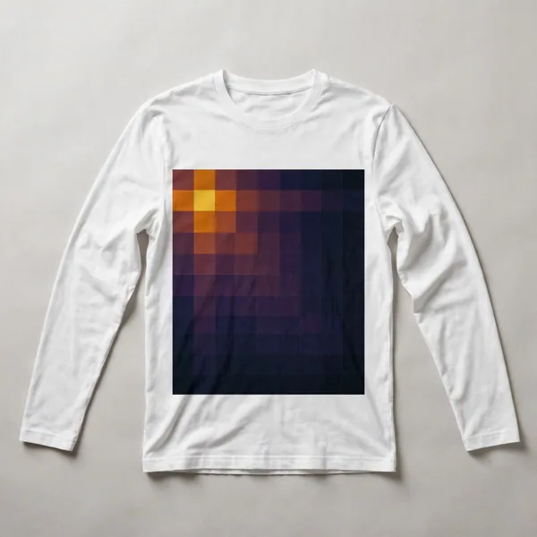 Dark brown and burgundy pixelated blocks, White front view