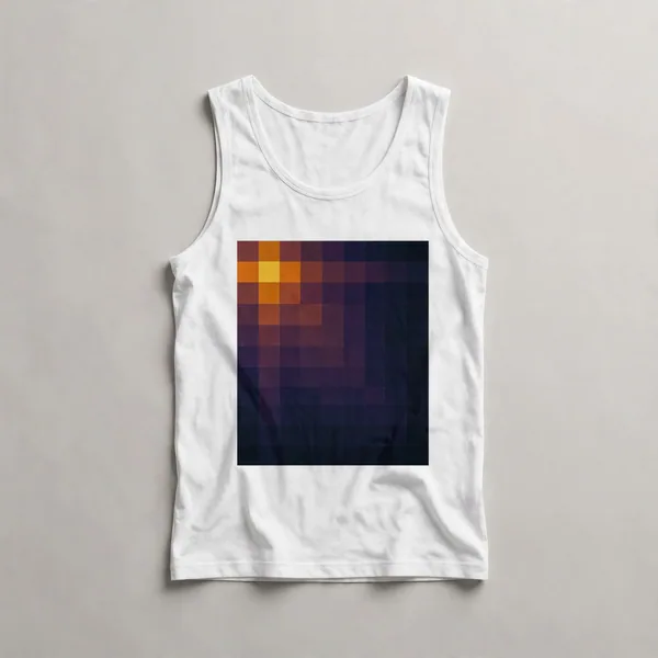 Dark brown and burgundy pixelated blocks, White front view