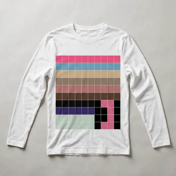 Horizontal pastel color stripes, White front view