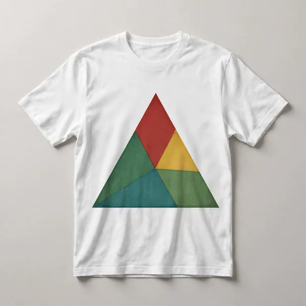 Red and green geometric shapes on black