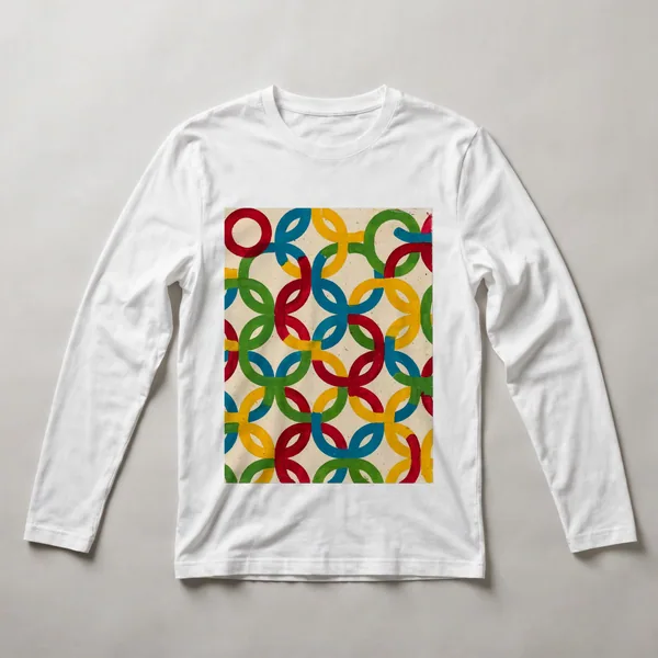 Red and gold concentric circles on white, White front view