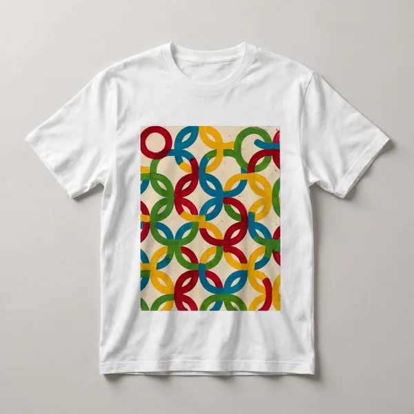 Red and gold concentric circles on white