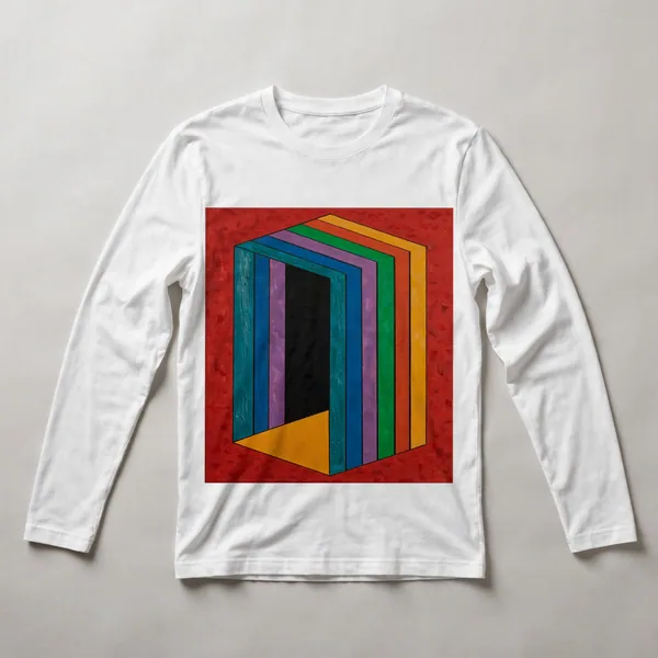 3D nested rectangles in rainbow colors, White front view