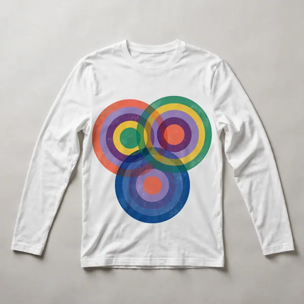 Concentric circles in pastel and warm tones, White front view