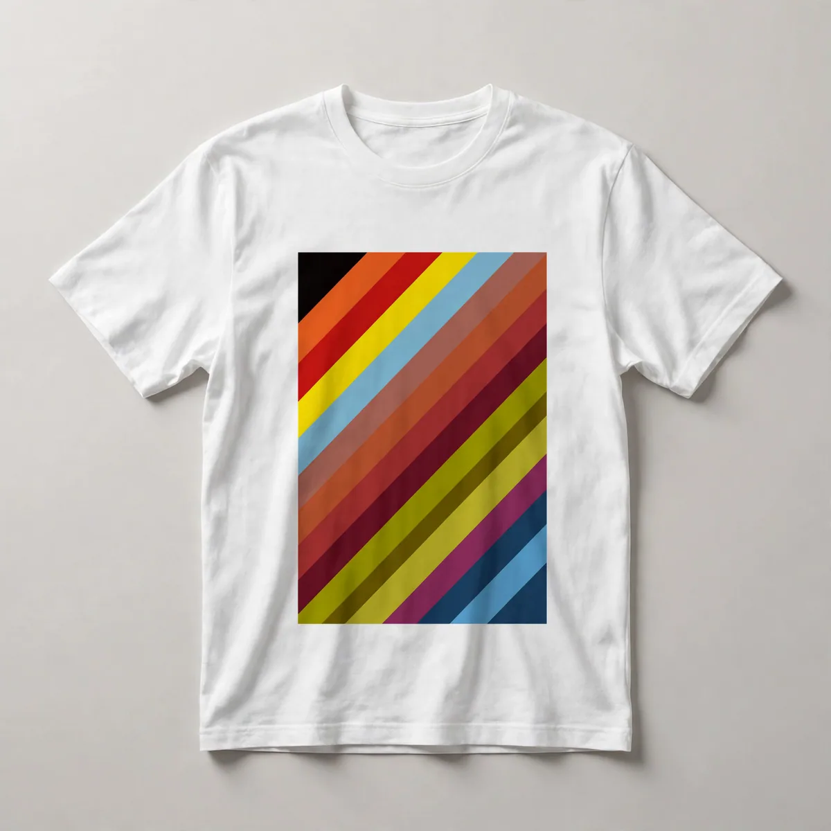 Rainbow diagonal stripes, White front view