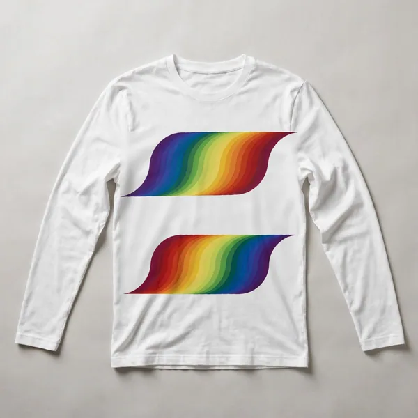 Soft rainbow gradient in curved waves, White front view