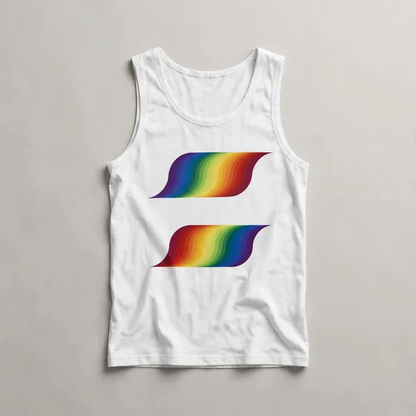 Soft rainbow gradient in curved waves, White front view